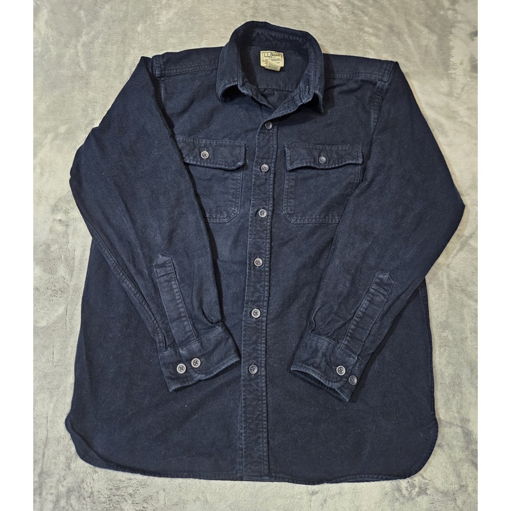 LL Bean Chamois Flannel Men's Medium Traditional Fit Navy Blue